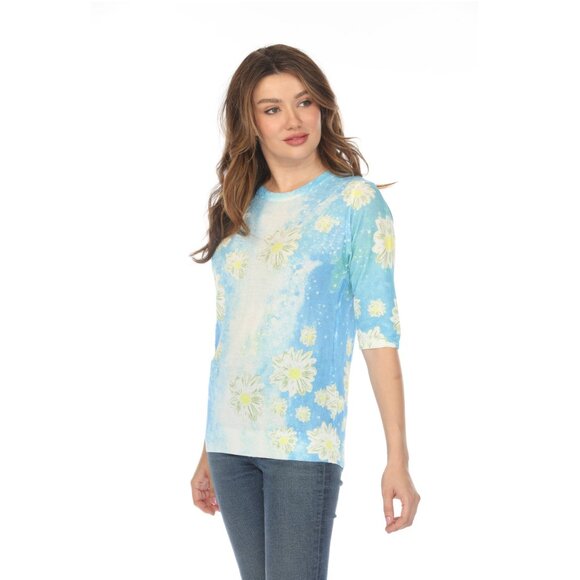 Blue Daisy Mesh Floral Top - Picture 5 of 9